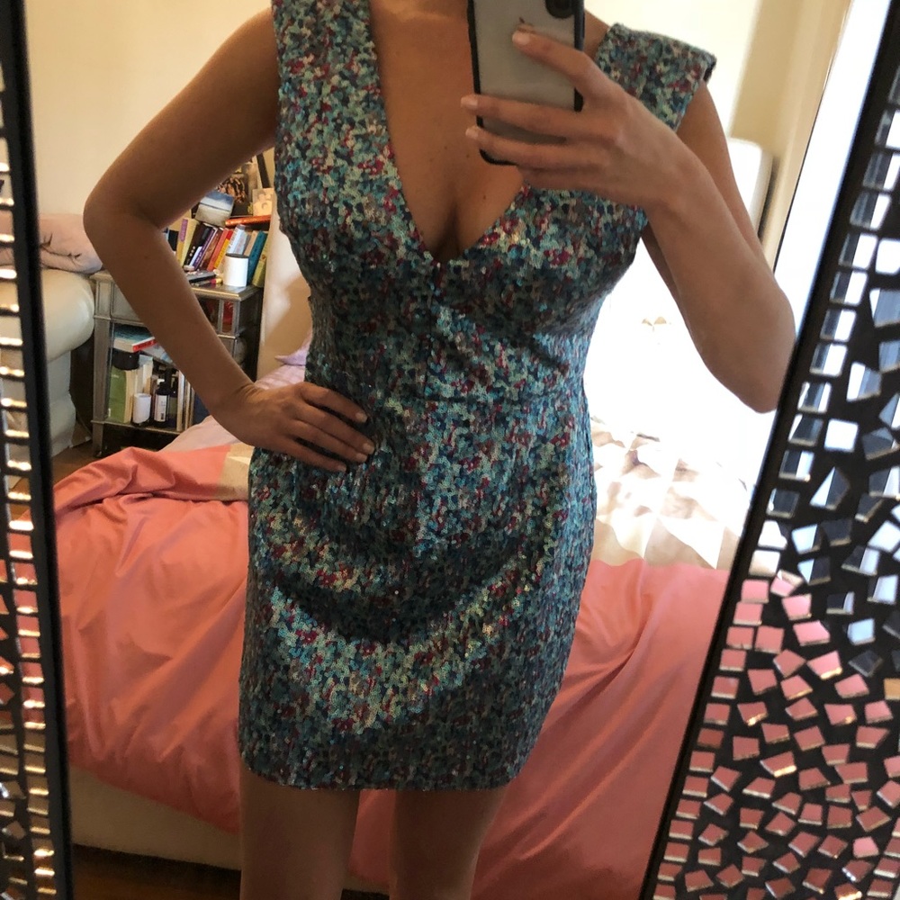 Topshop Rainbow sequin dress